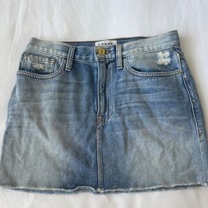 Frame Denim Distressed Blue Mini Skirt